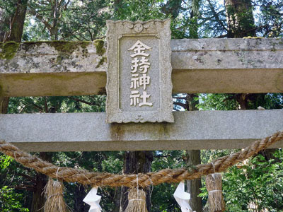 金持神社の鳥居で記念撮影